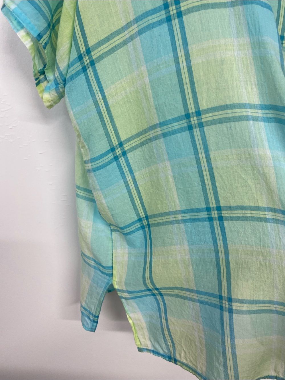 Coldwater Creek Blue Yellow Sheer 100% Cotton Tunic 2X - Picture 6 of 7